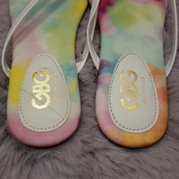 GUESS GBG Los Angeles pastel & white thong style flip flop sandals sz 8 - Picture 4 of 7